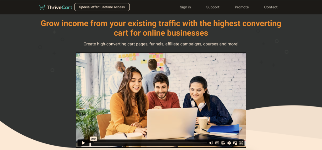 thrivecart homepage